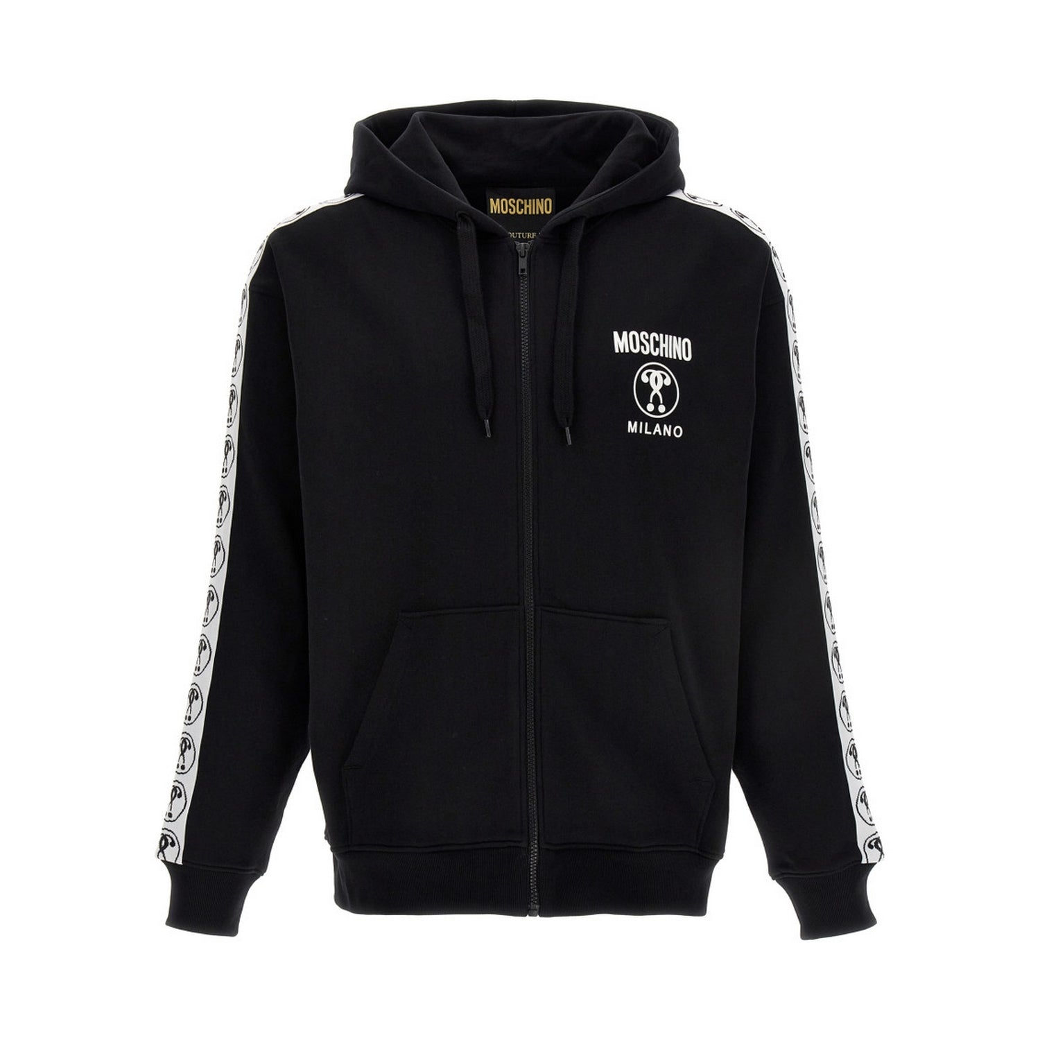 Black - Front - Moschino Mens Question Mark Logo Hoodie