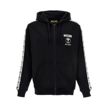Black - Front - Moschino Mens Question Mark Logo Hoodie