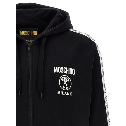 Black - Side - Moschino Mens Question Mark Logo Hoodie