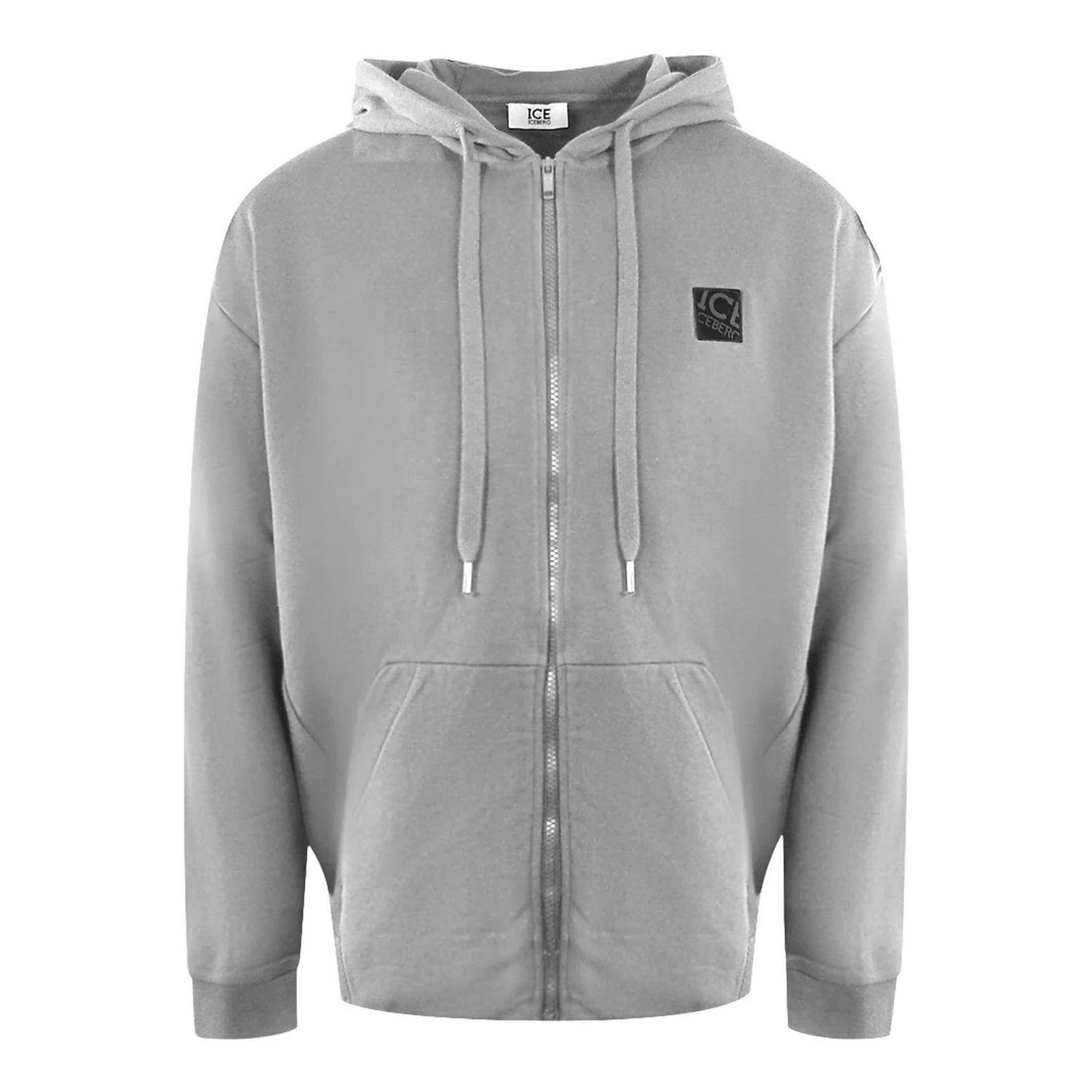 Grey - Front - Ice Iceberg Unisex Adult Small Logo Full Zip Hoodie