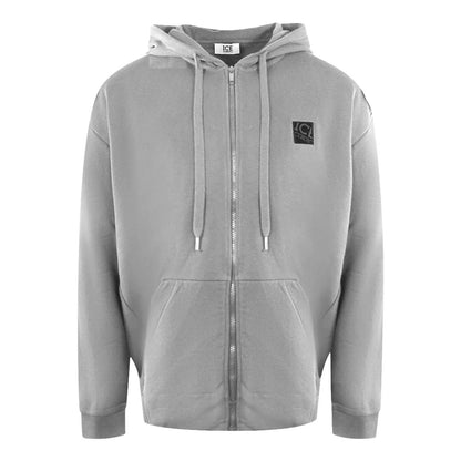 Grey - Front - Ice Iceberg Unisex Adult Small Logo Full Zip Hoodie
