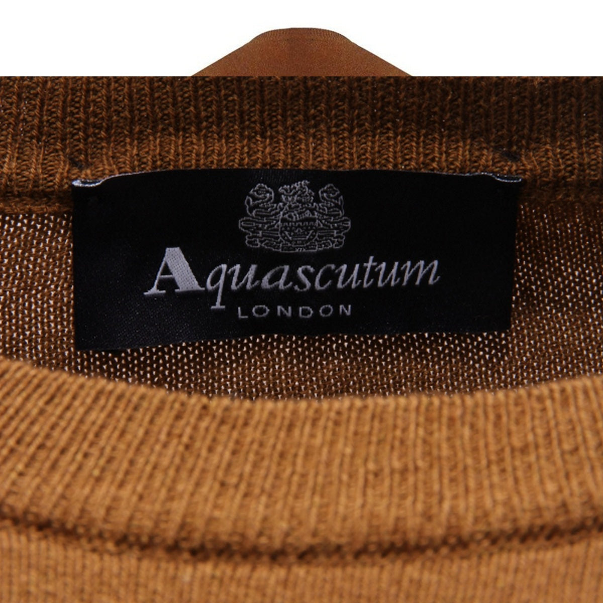 Brown - Side - Aquascutum Mens Tartan Logo Jumper