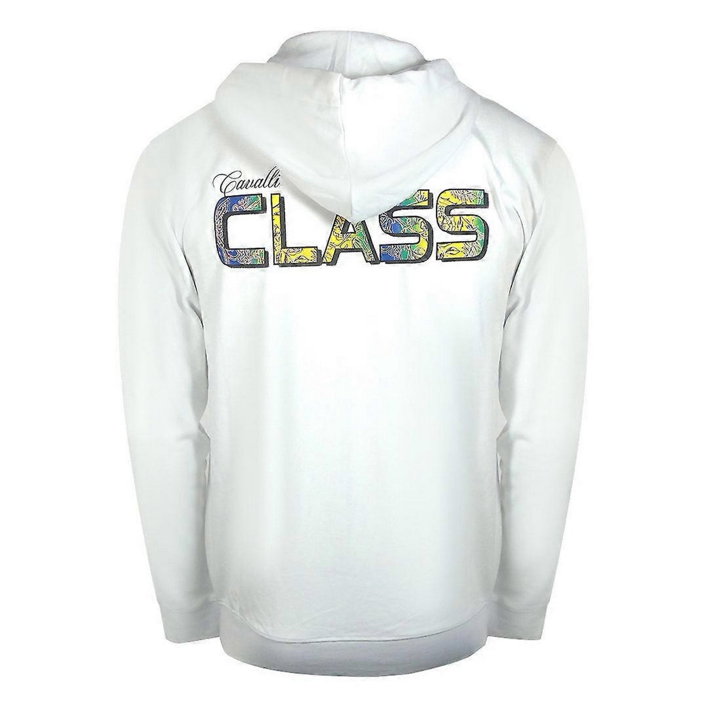 Off White - Back - Cavalli Class Mens Floral Full Zip Hoodie
