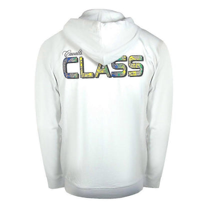 Off White - Back - Cavalli Class Mens Floral Full Zip Hoodie