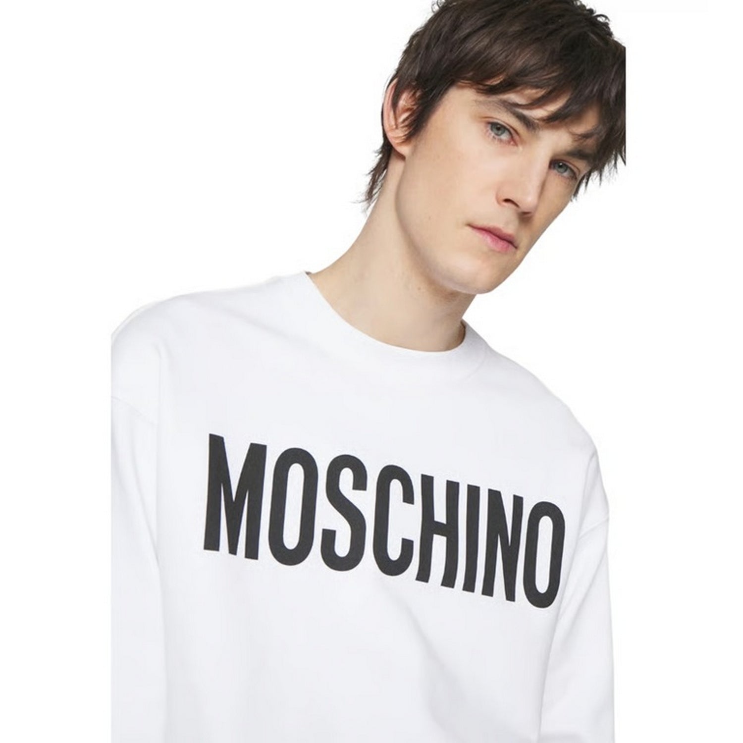 White - Side - Moschino Mens Bold Logo Jumper