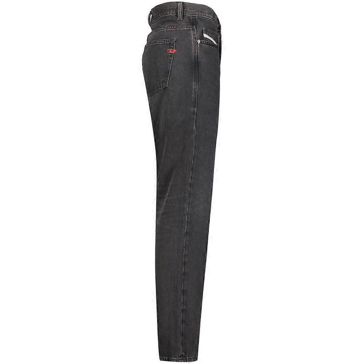 Black - Side - Diesel Mens D-Viker Plain Jeans