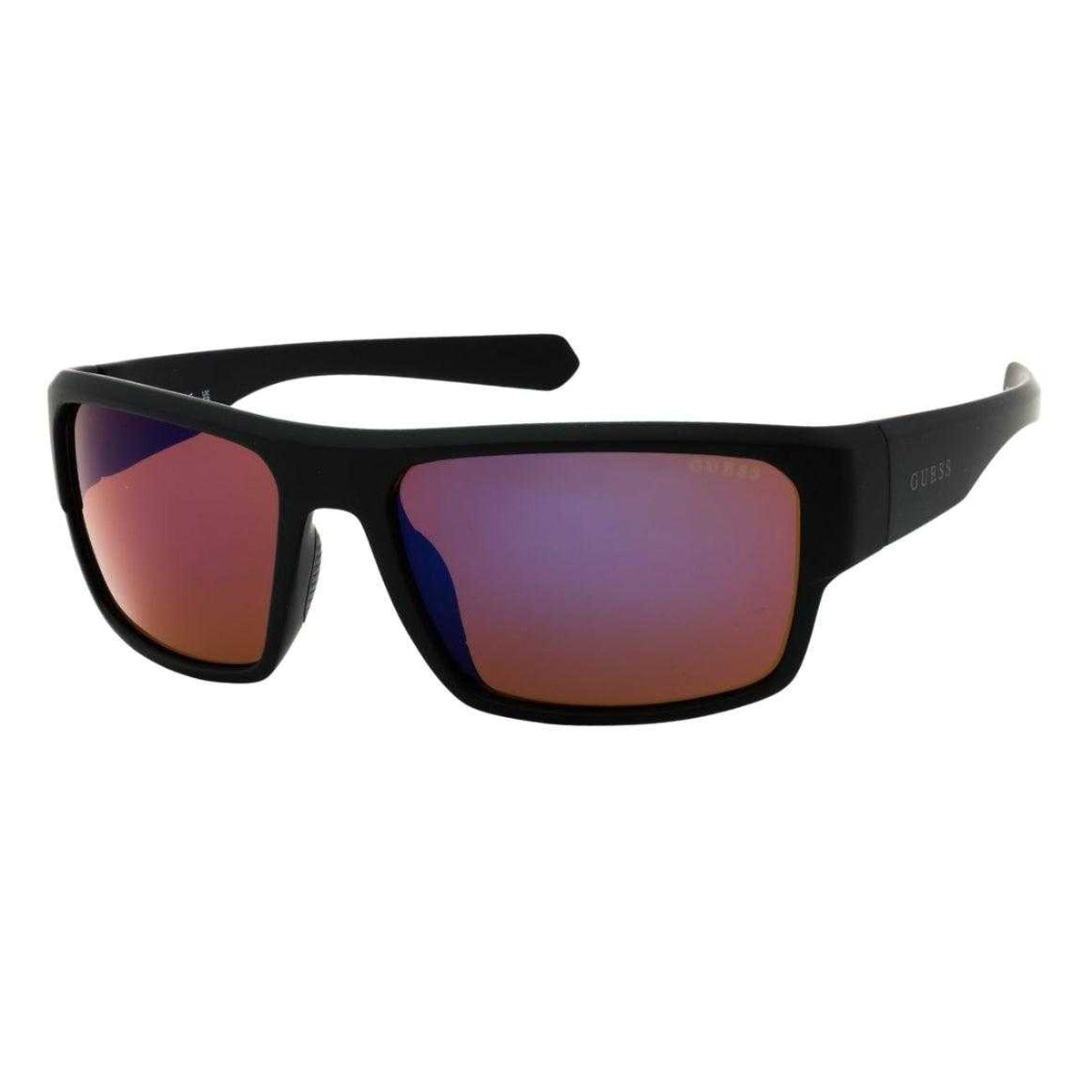 Black-Smoke - Back - Guess Mens Wrap Mirror Sunglasses