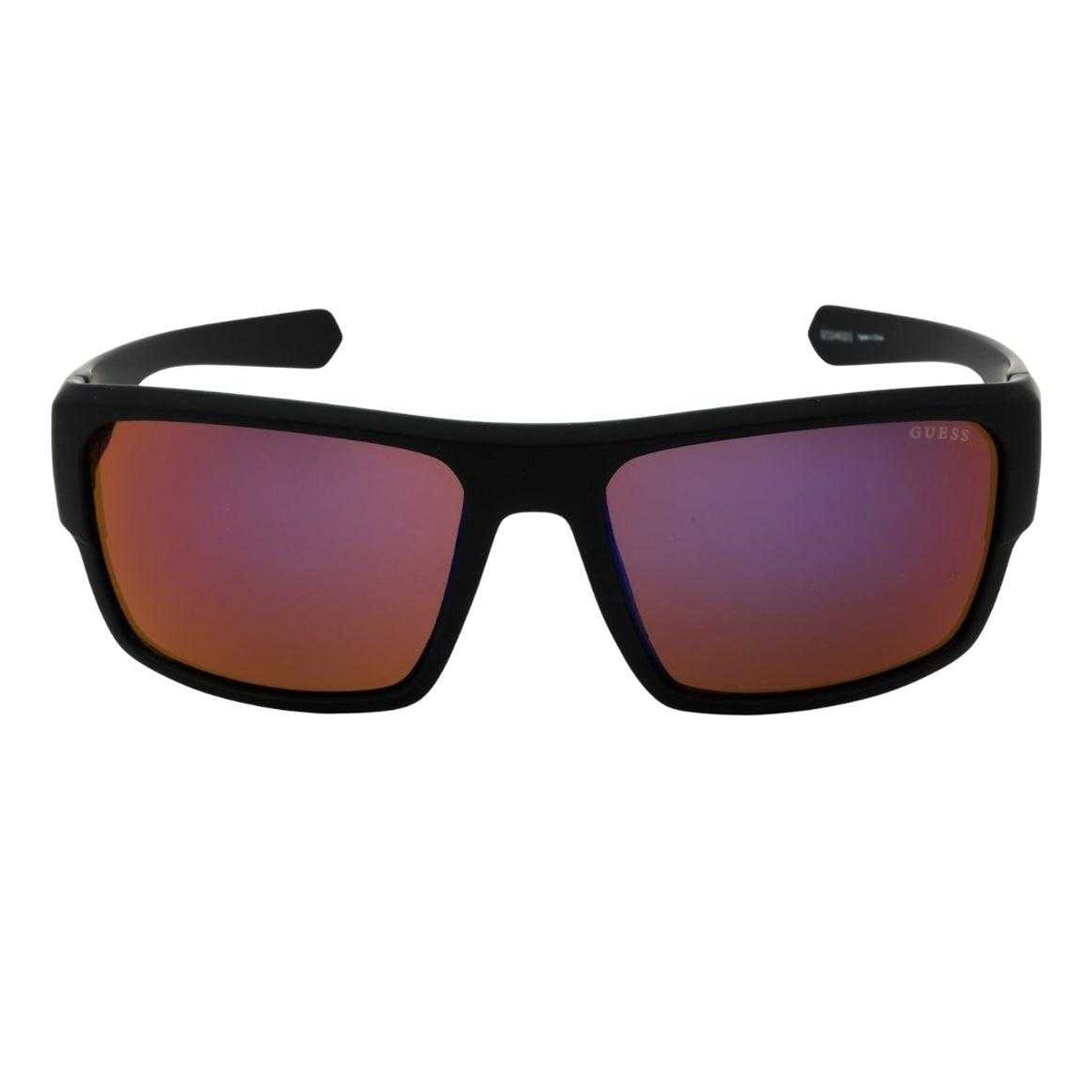 Black-Smoke - Front - Guess Mens Wrap Mirror Sunglasses