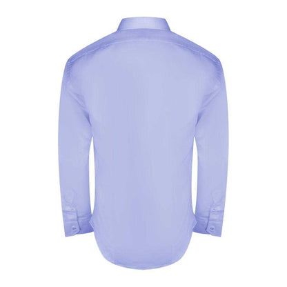 Blue - Back - Aquascutum Mens Plain Branded Long-Sleeved Shirt
