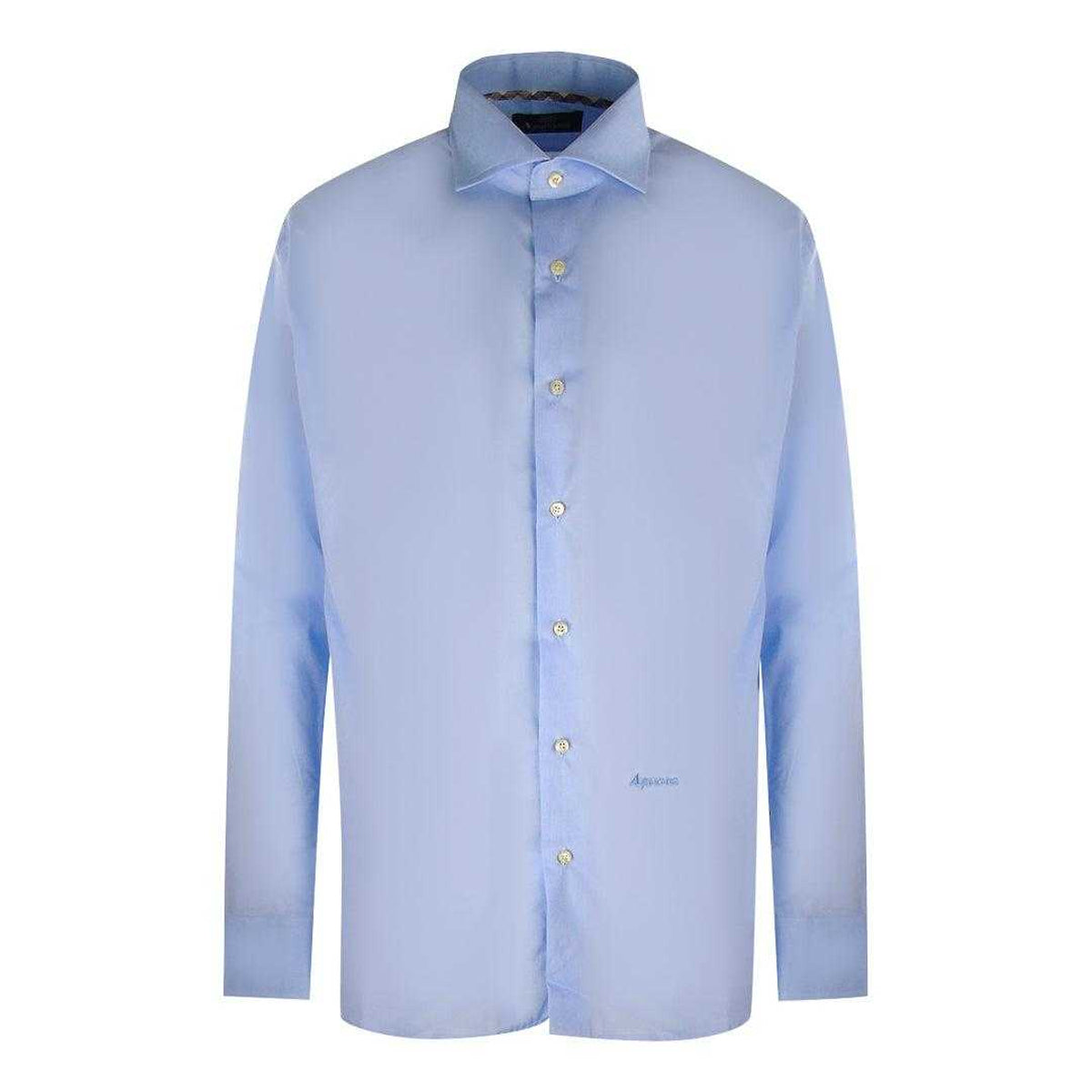 Blue - Front - Aquascutum Mens Plain Branded Long-Sleeved Shirt