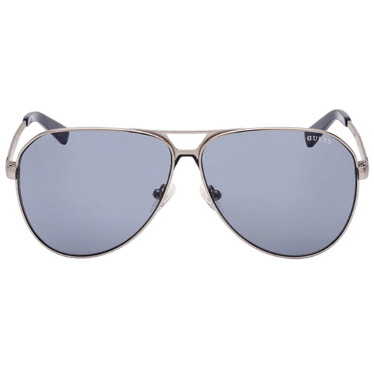Blue-Gunmetal - Front - Guess Mens Logo Matte Sunglasses