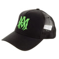 Black-Green - Side - Amiri Unisex Adult Embroidered Logo Trucker Cap