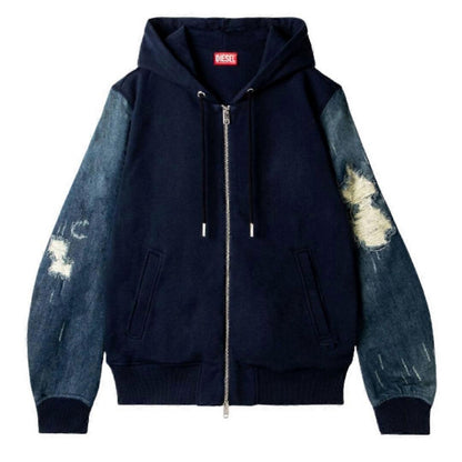 Blue - Front - Diesel Mens Denim Sleeve Jacket