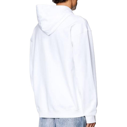 White - Side - Diesel Mens Double Destroyed Logo Hoodie