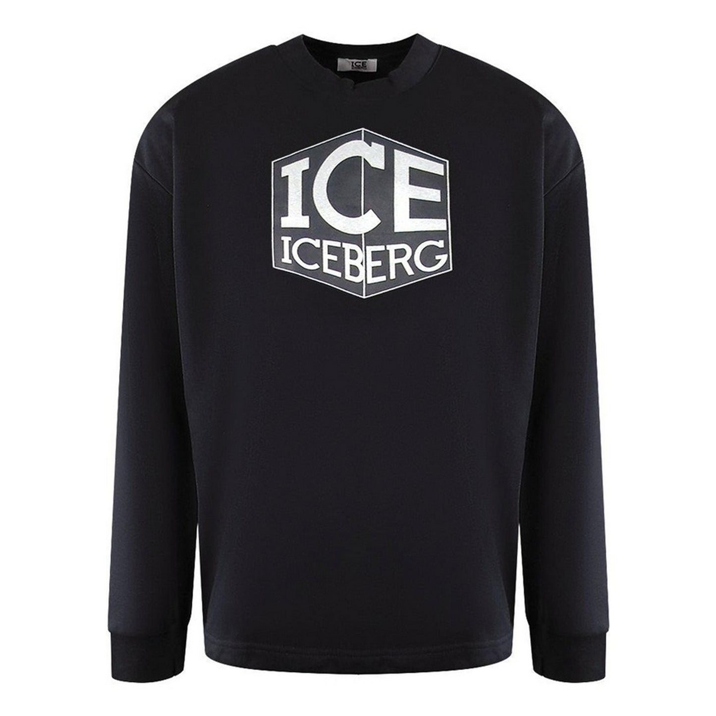 Black - Front - Ice Iceberg Unisex Adult Cube Logo Sweatshirt