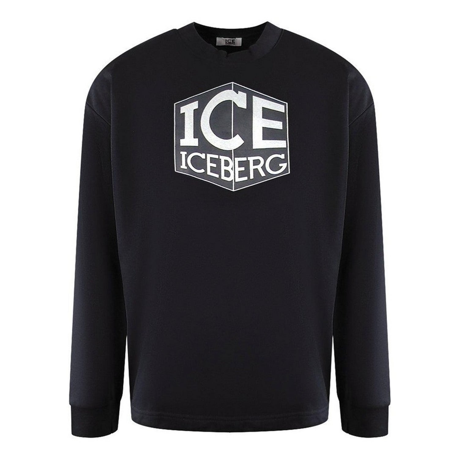 Black - Front - Ice Iceberg Unisex Adult Cube Logo Sweatshirt