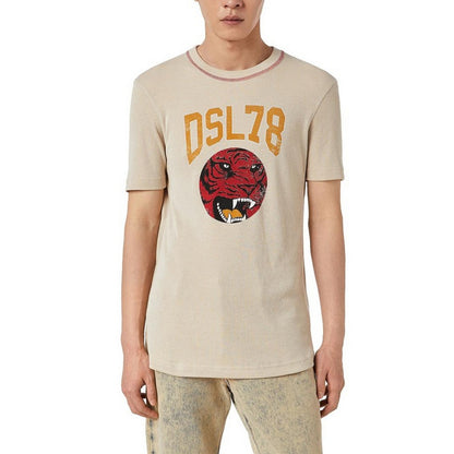 Beige - Side - Diesel Unisex Adult DSL78 Logo Ribbed T-Shirt