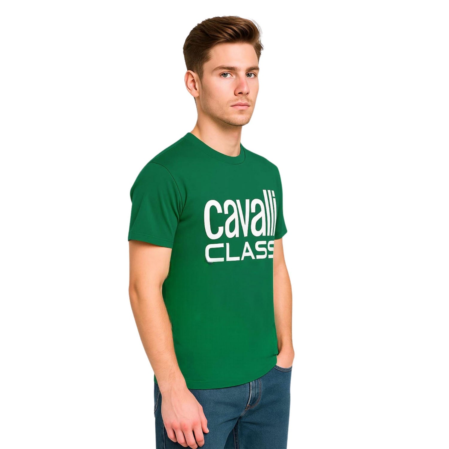 Green - Lifestyle - Cavalli Class Mens Bold Logo T-Shirt