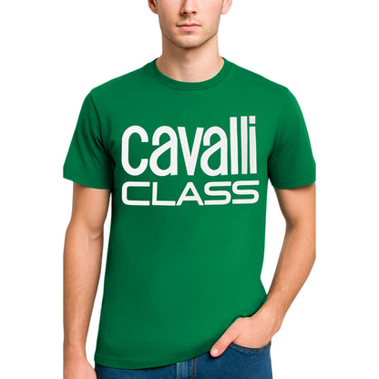 Green - Side - Cavalli Class Mens Bold Logo T-Shirt