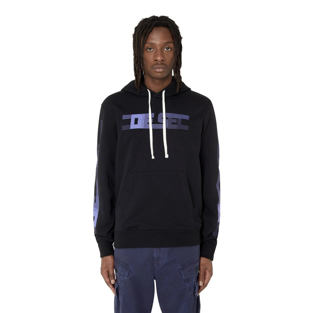 Black - Close up - Diesel Mens Faded Logo Hoodie