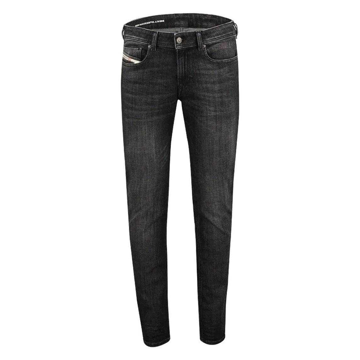 Black Denim - Front - Diesel Mens Sleenker Jeans