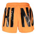 Bright Orange - Back - Moschino Mens Logo Swim Shorts