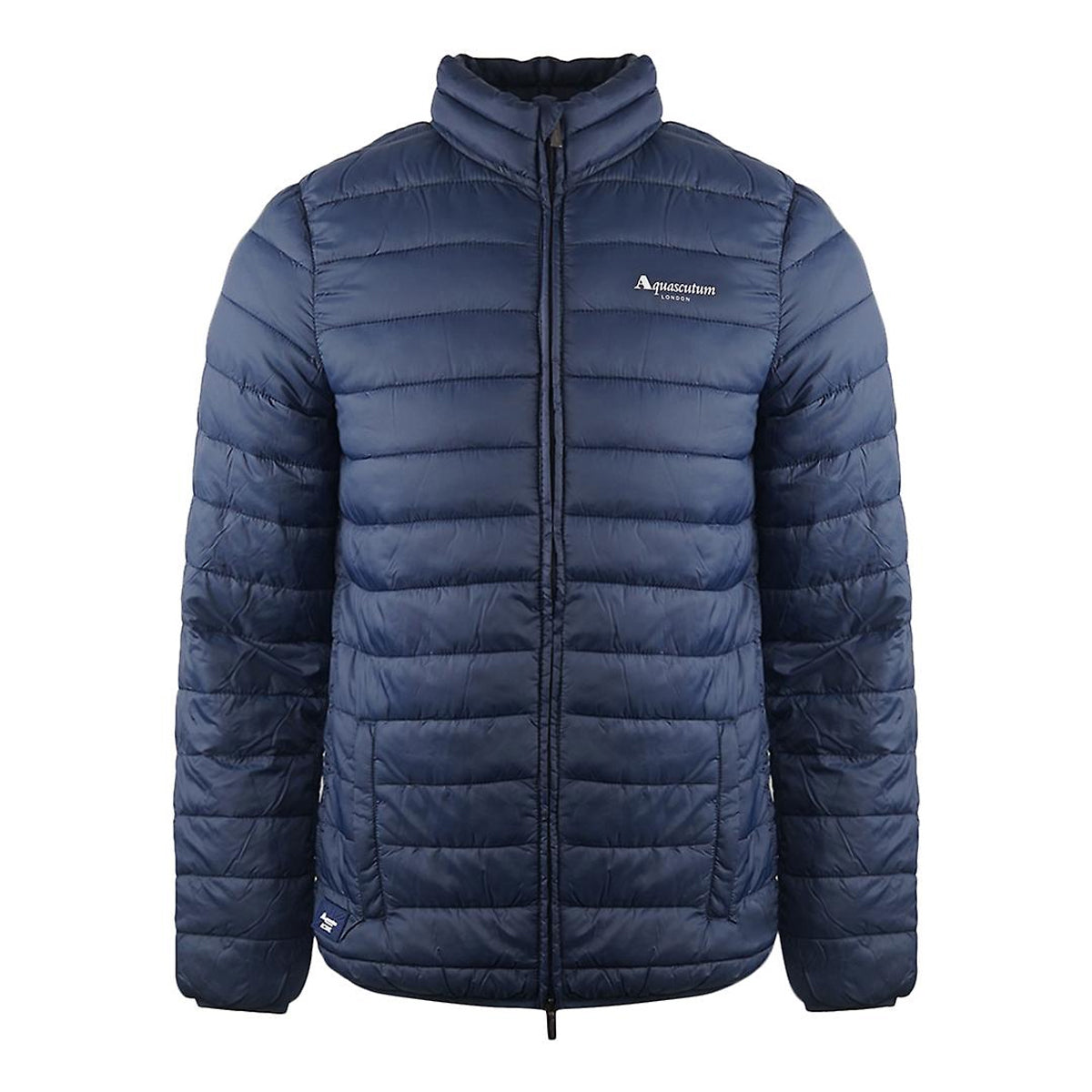 Navy Blue - Front - Aquascutum Mens Logo Padded Jacket