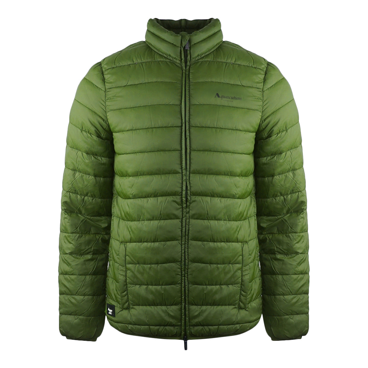 Army Green - Front - Aquascutum Mens Logo Padded Jacket