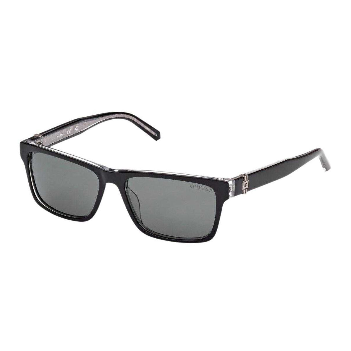 Shiny Black - Front - Guess Mens Rectangular Polarised Sunglasses