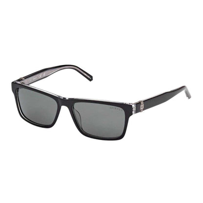 Shiny Black - Front - Guess Mens Rectangular Polarised Sunglasses