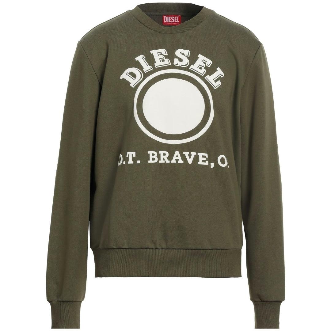 Green - Front - Diesel Mens Faded Dot Logo Sweatshirt