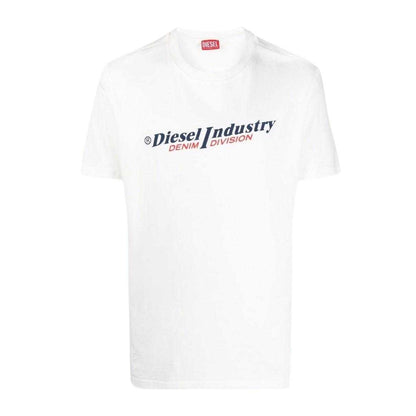 White - Front - Diesel Unisex Adult Industry Denim Division Logo T-Shirt
