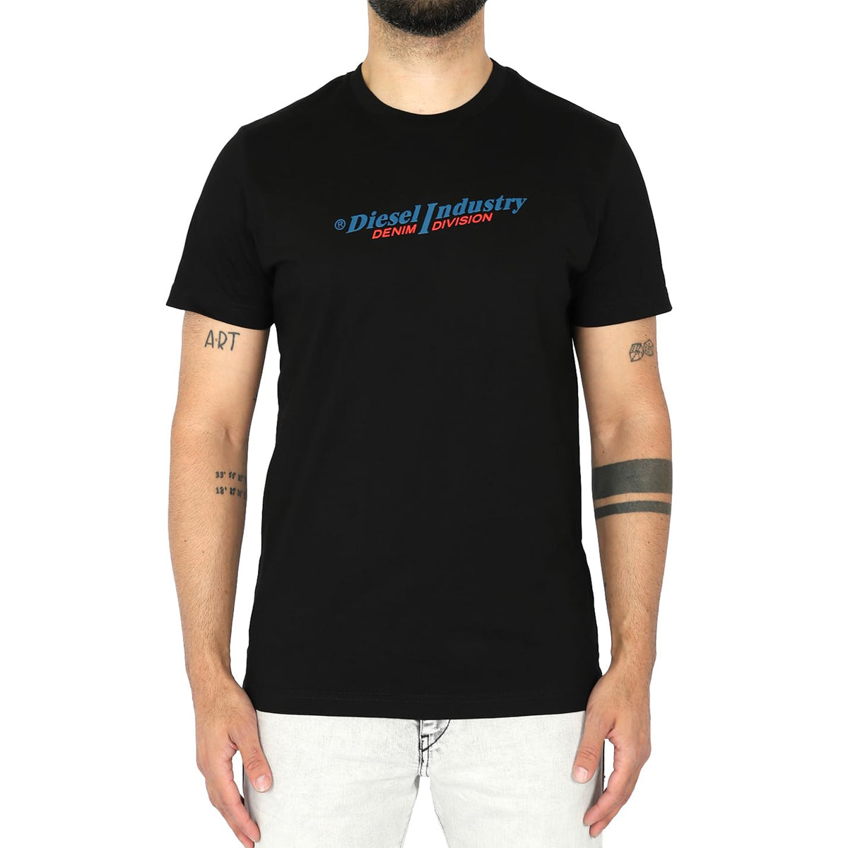 Black - Side - Diesel Unisex Adult Industry Denim Division Logo T-Shirt