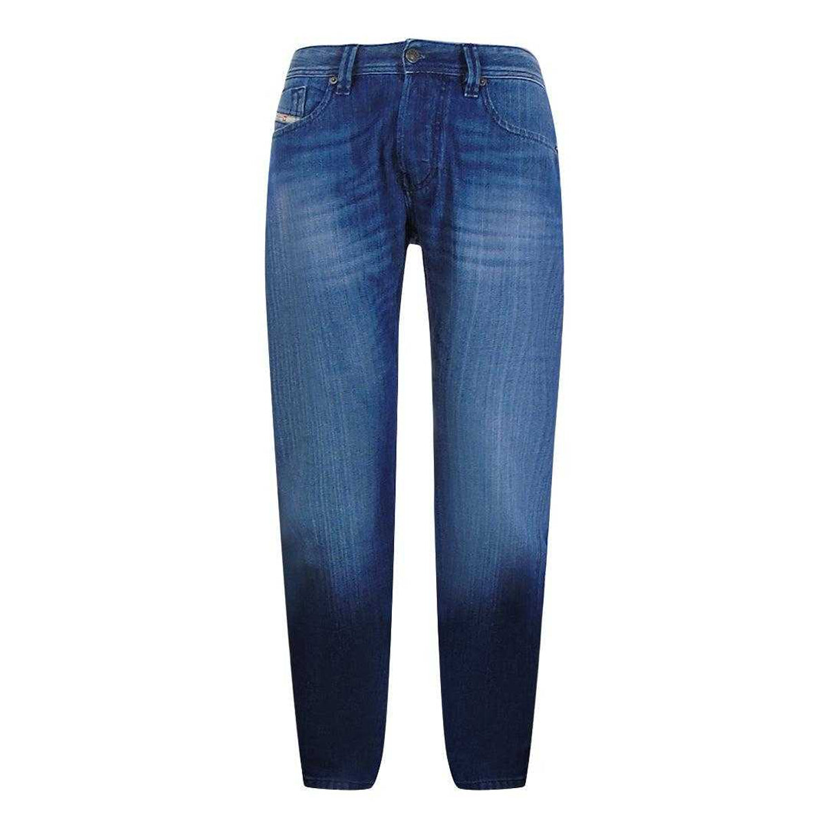 Dark Blue - Front - Diesel Mens Larkee-X Stretch Jeans