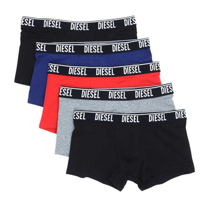 Black-Grey-Red-Blue - Front - Diesel Mens Umbx-Shawn Boxer Shorts (Pack of 5)