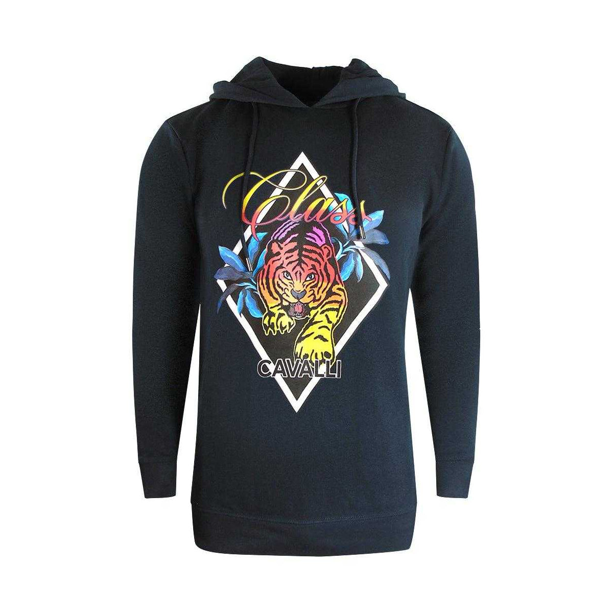 Black - Front - Cavalli Class Mens Diamond Tiger Hoodie