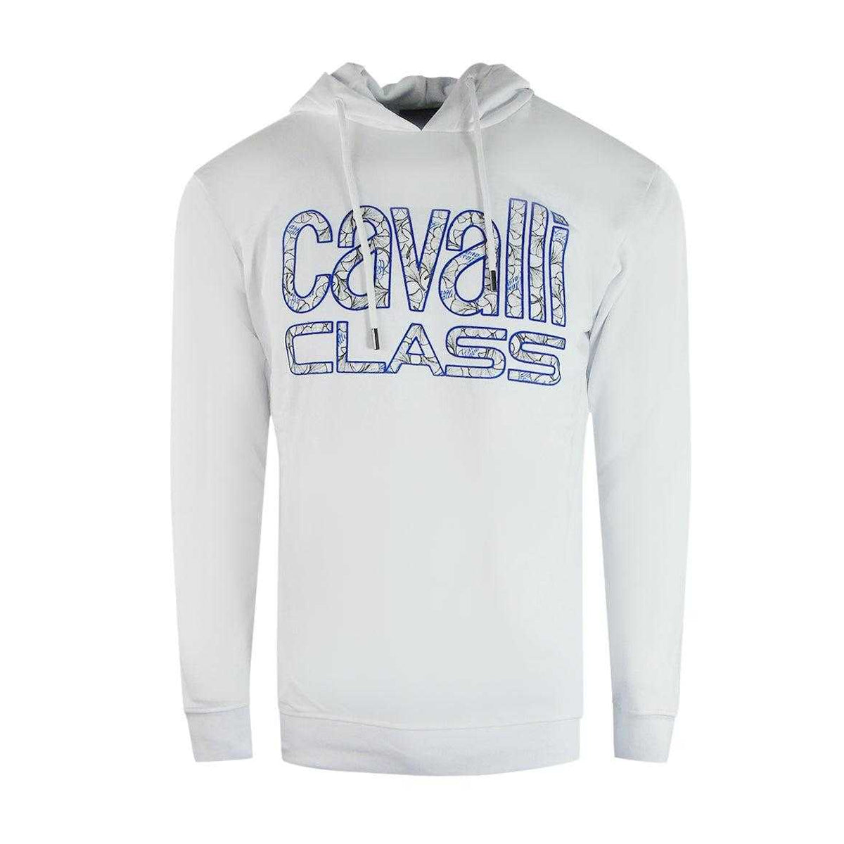 White - Front - Cavalli Class Mens Floral Logo Hoodie