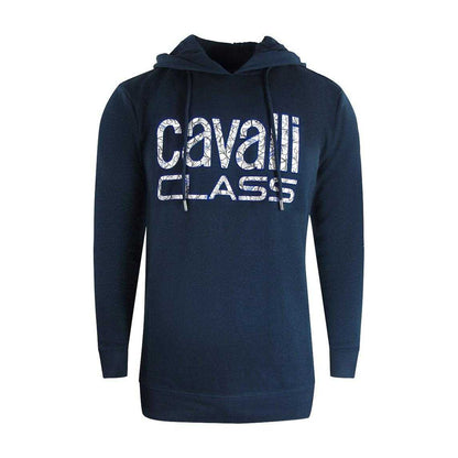 Navy Blue - Front - Cavalli Class Mens Floral Logo Hoodie