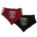 Maroon-Black - Front - West Ham United FC Baby Crest Bibs (Pack of 2)