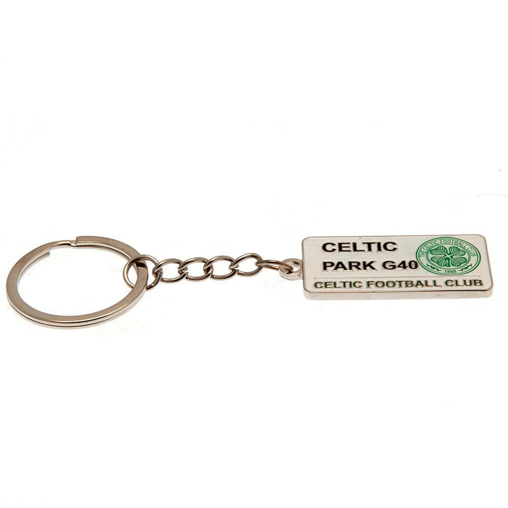 Silver-White - Back - Celtic FC Street Sign Keyring