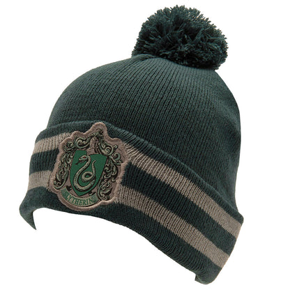 Green-Silver - Side - Harry Potter Childrens-Kids Slytherin Hat And Scarf Set