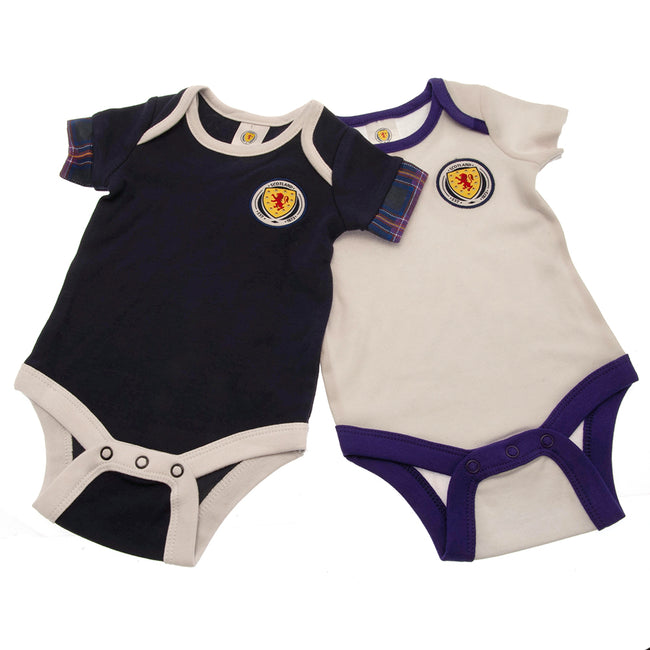 Navy-White - Front - Scotland FA Baby 2022-23 Bodysuit (Pack of 2)