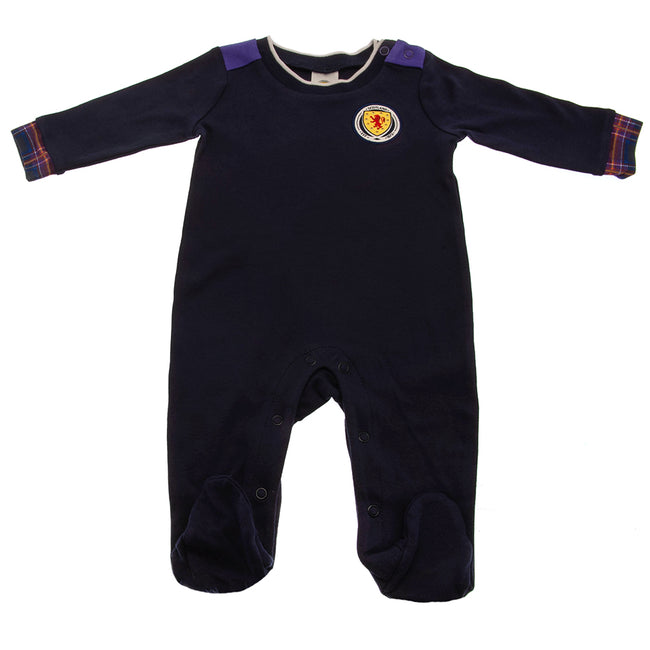 Navy-White - Front - Scotland FA Baby 2022-23 Sleepsuit
