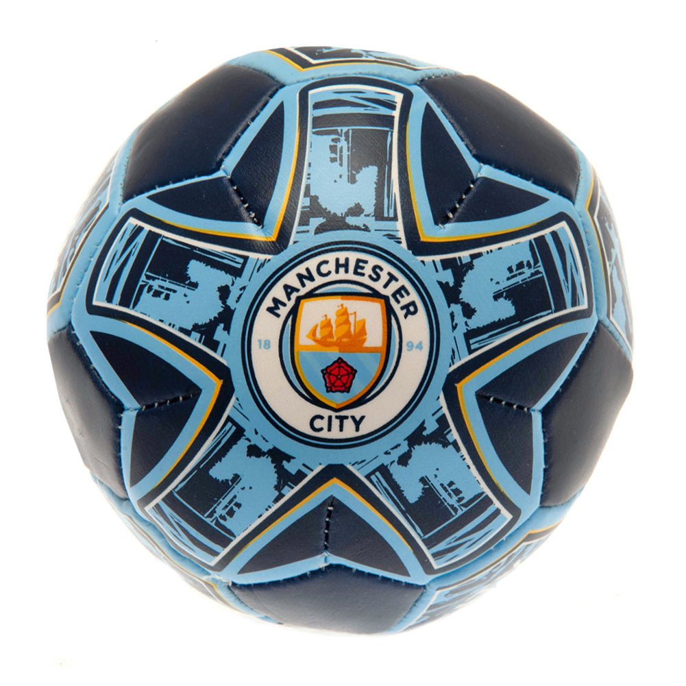Navy-Sky Blue - Front - Manchester City FC Crest Soft Mini Football