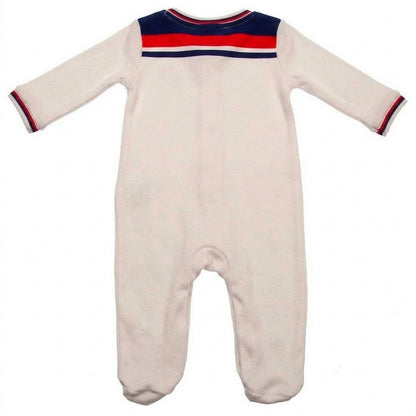 White-Red-Blue - Back - England FA Baby 1982 World Cup Retro Sleepsuit