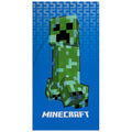 Green-Blue - Back - Minecraft Creeper Velour Beach Towel
