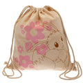 Cream-Pink - Front - Pokemon Eevee Canvas Drawstring Bag