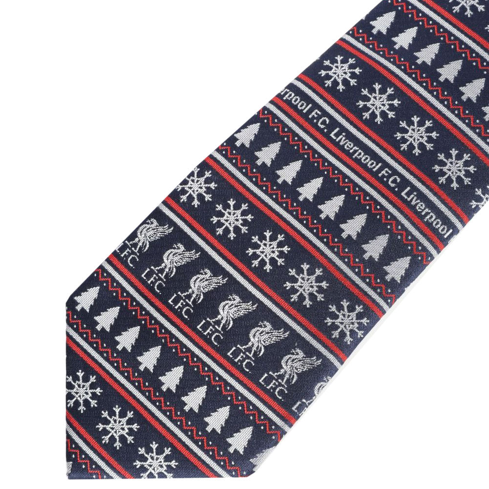 Navy-Red-White - Side - Liverpool FC Mens Christmas Tie