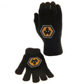 Black-Yellow - Front - Wolverhampton Wanderers FC Childrens-Kids Knitted Gloves