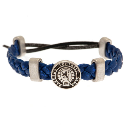 Silver-Blue-Black - Front - Rangers FC PU Slider Bracelet